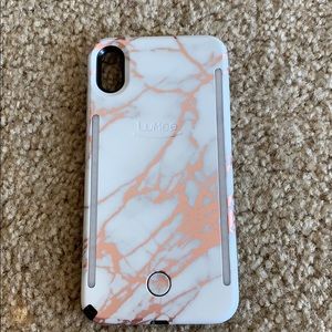 LuMee iPhone XS Max Case- marbled rose gold